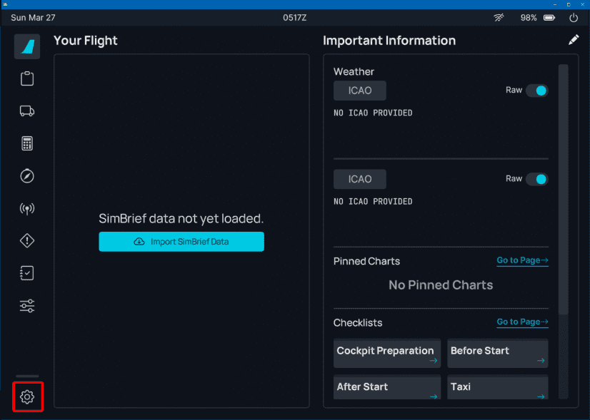 flyPad-Settings