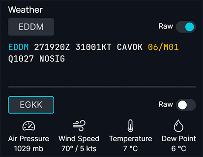 ICAO Input to Weather Widget